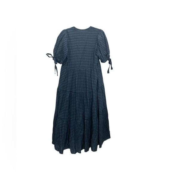 ENGLISH FACTORY Gingham Tiered Midi Dress with Bow Tie Sleeves in blue - Picture 6 of 8